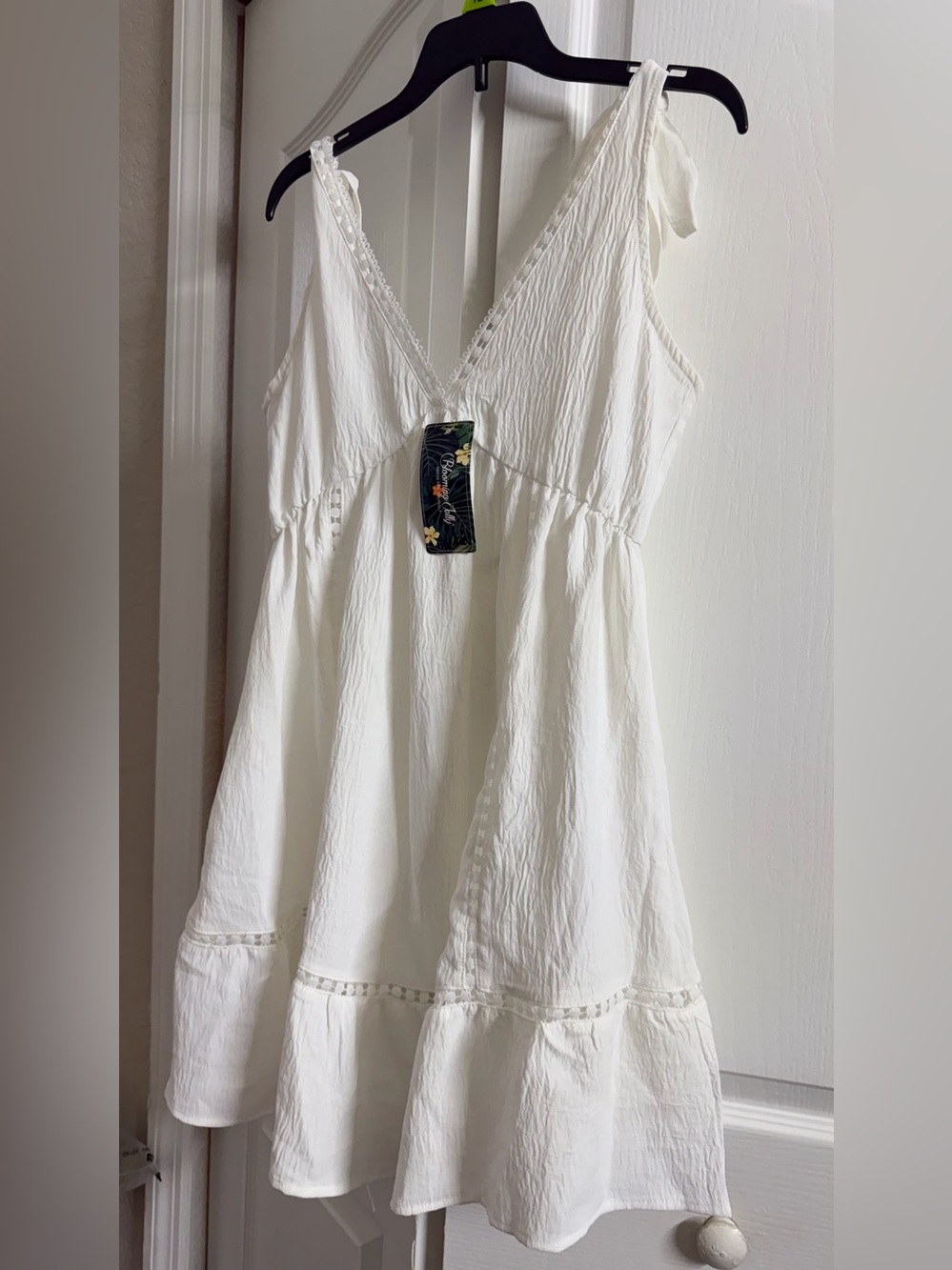 Crisp White V-Neck Tiered Summer Dress